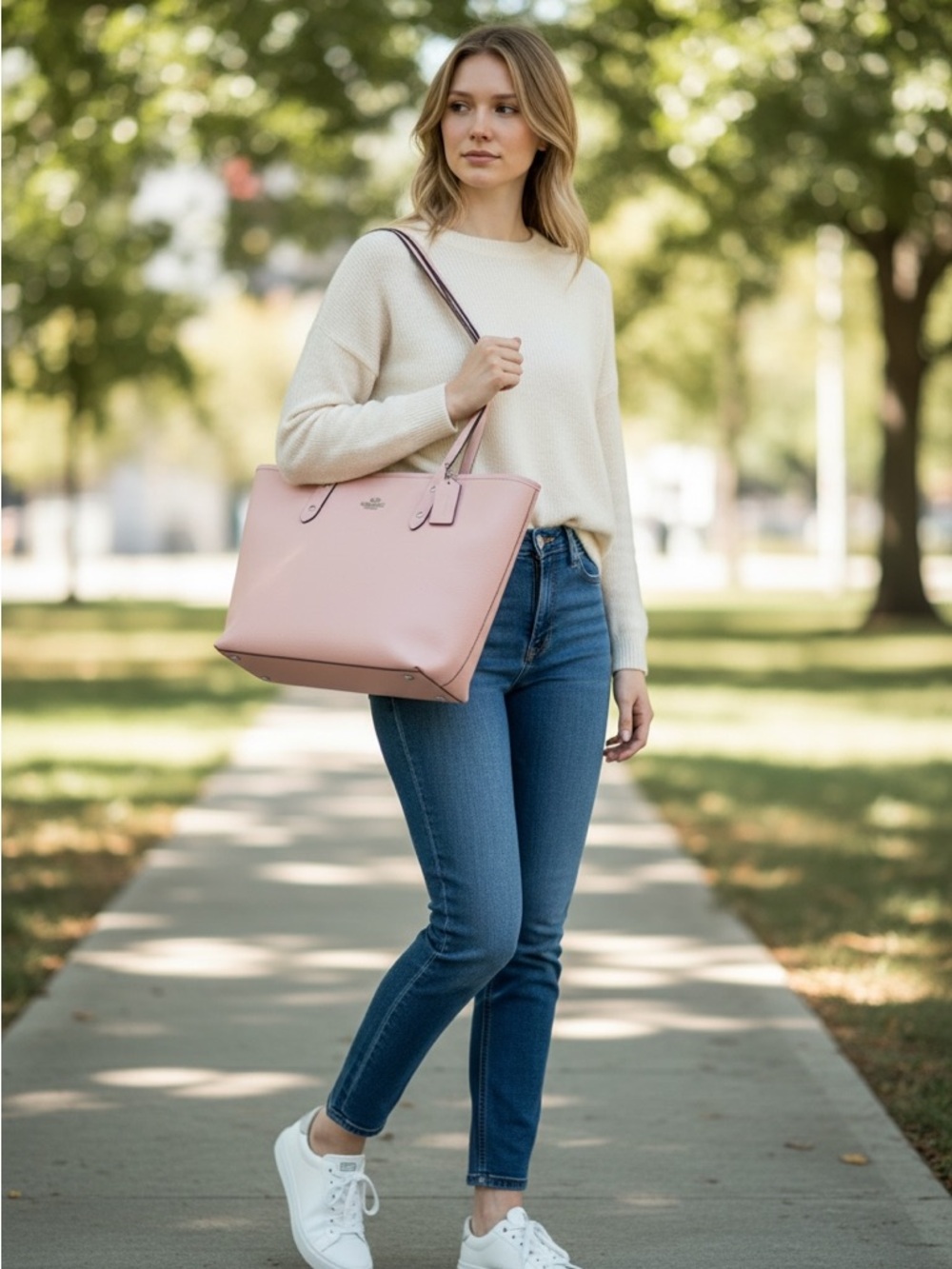 Coach city zip Blush Pink Leather Tote EUC